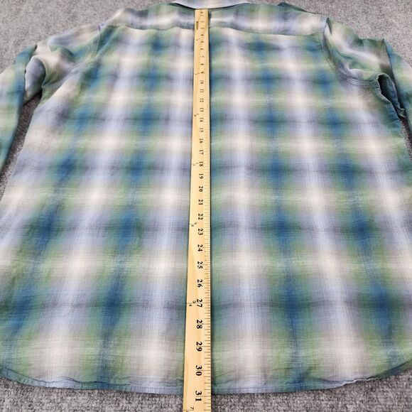Banana Republic Shirt Mens XL Plaid Linen Blend Long Sleeve Button Up Coastal - Picture 6 of 16